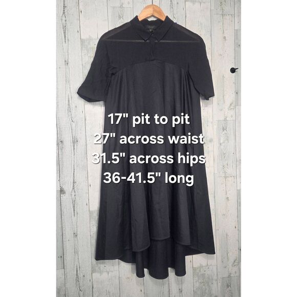 COS Sheer Yoke Minimialist Hi-Low Shift Shirt Dress LBD Sz. 6 - Picture 3 of 7